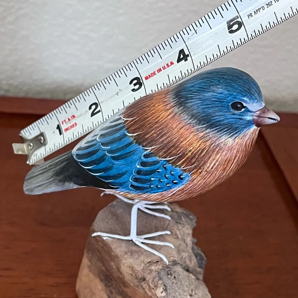 Handcarved Wood Western Bluebird in Burl Wood Bird